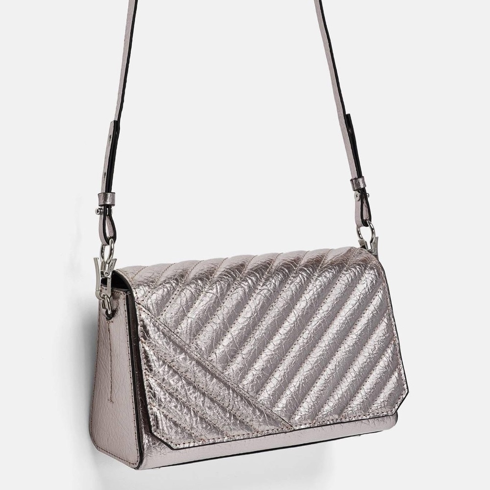 NEW Zara Metallic Quilted Crossbody Bag